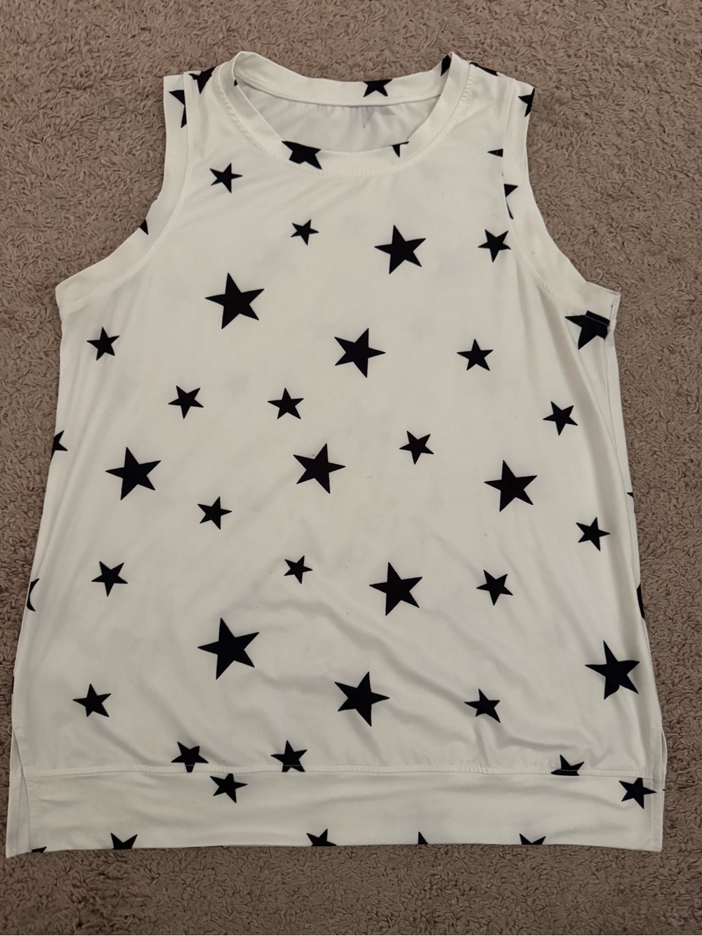 Sleeveless Star Print Tank Top - White/Black